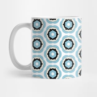 Black Blue and White Circle Pattern Mug